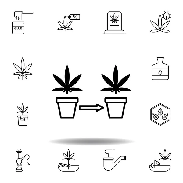 Herbe Marijuana Icône Contour Pot Set Peut Être Utilisé Pour — Image vectorielle