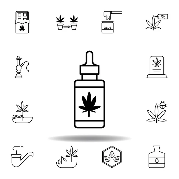 Χόρτο Πιπίλα Εικονίδιο Περίγραμμα Μαριχουάνας Σετ Μπορεί Χρησιμοποιηθεί Για Web — Διανυσματικό Αρχείο