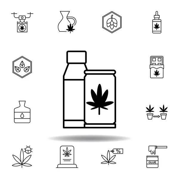 Bere Marijuana Icona Contorno Set Può Essere Utilizzato Web Logo — Vettoriale Stock