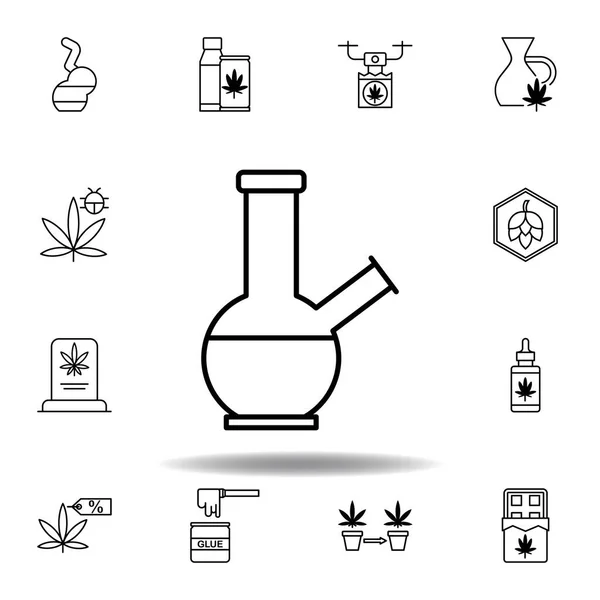 Bong Icône Contour Marijuana Set Peut Être Utilisé Pour Web — Image vectorielle