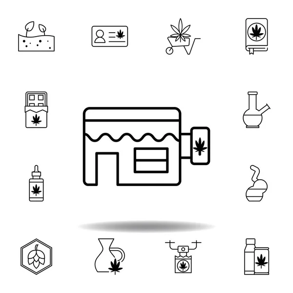 Shop Market Marijuana Outline Icon Set Can Used Web Logo — Stock Vector