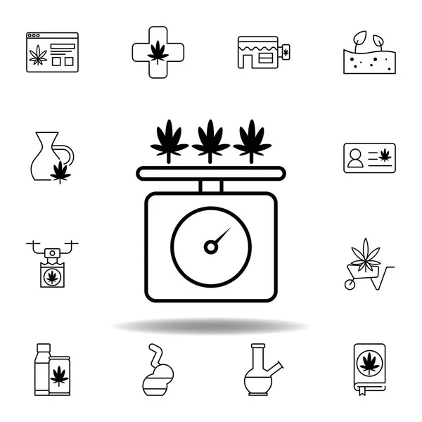Tartı makinesi, marihuana taslak ikonu. Ağ, logo, mobil uygulama, UI, UX için gri arka planda kullanılabilir