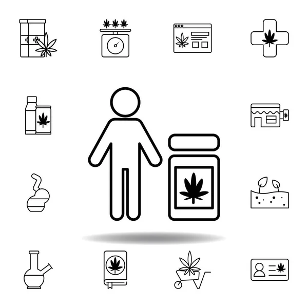 Άνθρωπος Χάπια Μαριχουάνα Περίγραμμα Εικονίδιο Σετ Μπορεί Χρησιμοποιηθεί Για Web — Διανυσματικό Αρχείο
