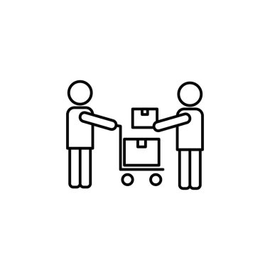 Beyaz arka planda teslimatçı çizgisi resimleme simgesi. İşaretler ve semboller ağ, logo, mobil uygulama, UI, UX için kullanılabilir