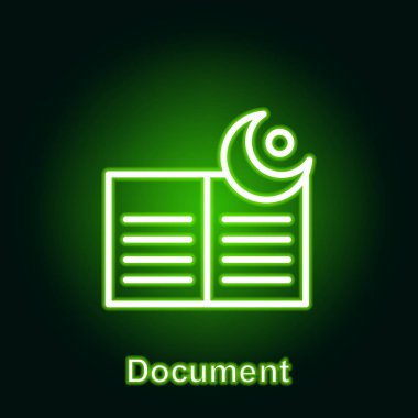 Ramazan belgesi neon simgesini özetliyor. Ramazan günü illüstrasyon ikonu. İşaretler ve semboller siyah arkaplan üzerinde ağ, logo, mobil uygulama, UI, UX için kullanılabilir