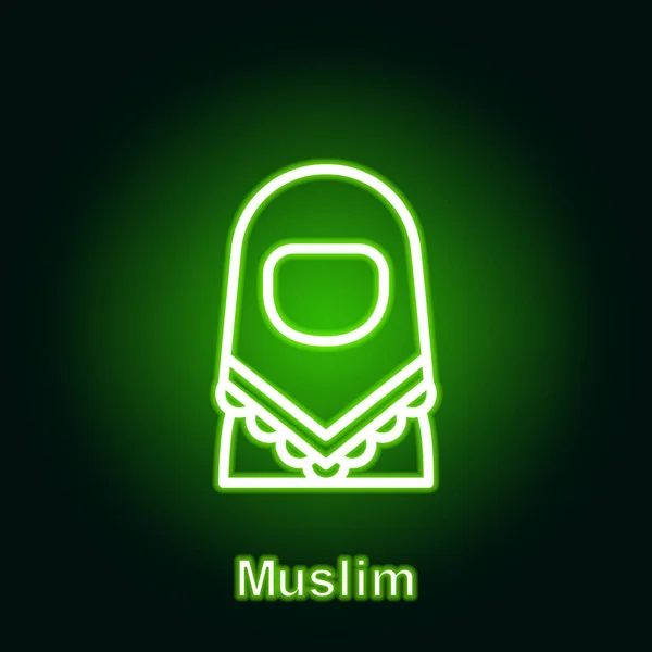 Ramadán Muslim Obrys Neon Ikona Prvek Ilustrační Ikony Ramadánského Dne — Stockový vektor