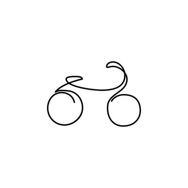 Beyaz arkaplanda bisiklet bir çizgi simgesi. İşaretler ve semboller ağ, logo, mobil uygulama, UI, UX için kullanılabilir