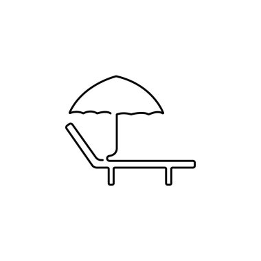 Güneş yatağı, beyaz arkaplanda bir çizgi ikonu. İşaretler ve semboller ağ, logo, mobil uygulama, UI, UX için kullanılabilir