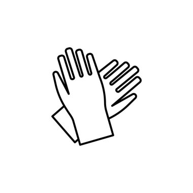 Beyaz arka planda eldiven çizgisi resimleme simgesi. İşaretler ve semboller ağ, logo, mobil uygulama, UI, UX için kullanılabilir