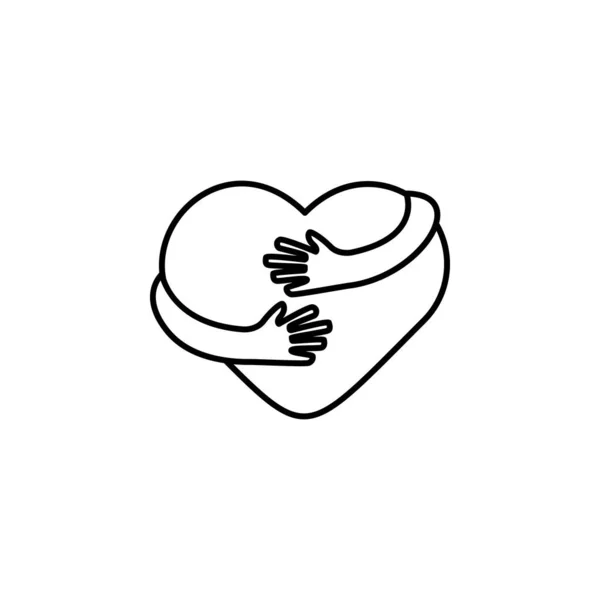 拥抱心脏 之后的验尸线插图白色背景 标志和符号可用于Web Logo Mobile App — 图库矢量图片