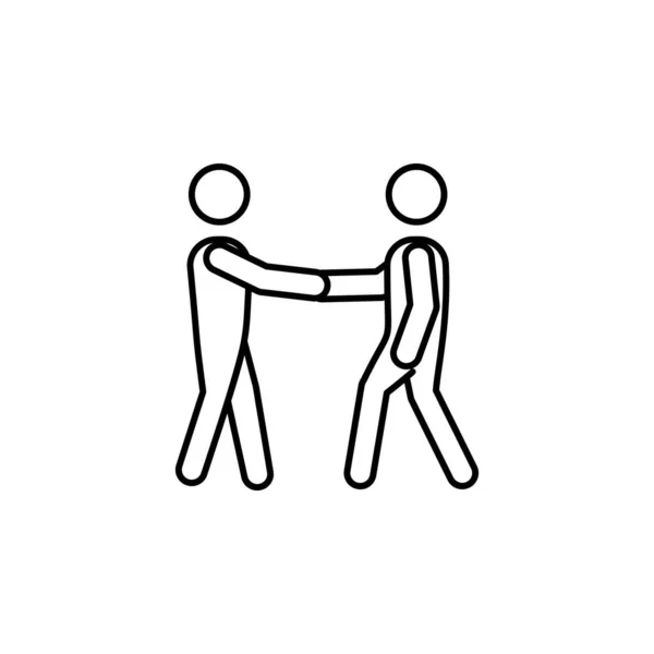 Menschen Handschlag Nach Coronavirus Zeile Illustration Symbol Auf Weißem Hintergrund — Stockvektor