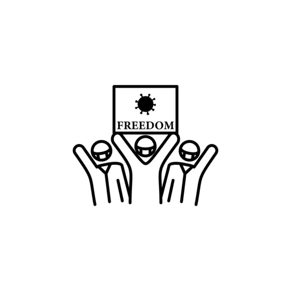 人们抗议考罗纳威斯 白色背景的自由线图解图标 标志和符号可用于Web Logo Mobile App — 图库矢量图片