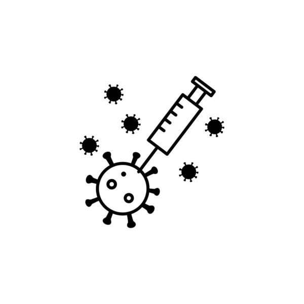 Lék Zabít Coronavirus Linie Ilustrace Ikona Bílém Pozadí Značky Symboly — Stockový vektor