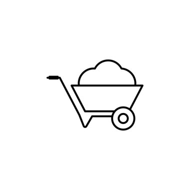 Beyaz arkaplanda el arabası çizgisi resimleme simgesi. İşaretler ve semboller ağ, logo, mobil uygulama, UI, UX için kullanılabilir