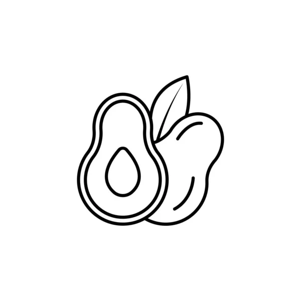 Beyaz Arkaplanda Avokado Çizgisi Resimleme Simgesi Şaretler Semboller Logo Mobil — Stok Vektör