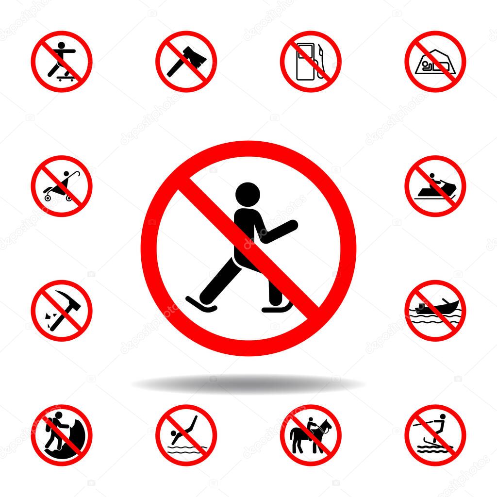 Forbidden skiing icon. set can be used for web, logo, mobile app, UI, UX on white background