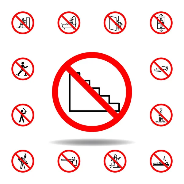 Icono Escaleras Prohibidas Conjunto Puede Utilizar Para Web Logotipo Aplicación — Vector de stock