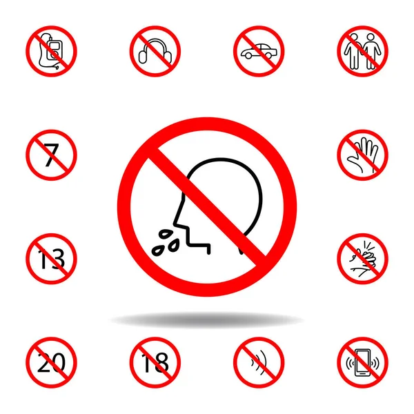 Icona Dello Sputo Proibito Set Può Essere Utilizzato Web Logo — Vettoriale Stock