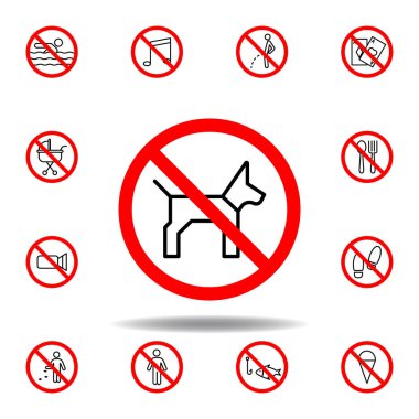 Yasak köpek ikonu. set beyaz arkaplanda ağ, logo, mobil uygulama, UI, UX için kullanılabilir
