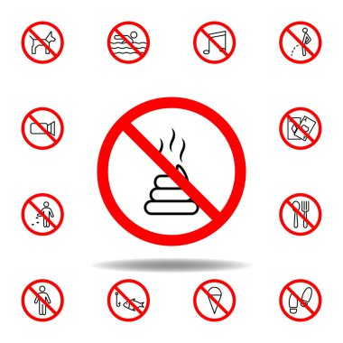 Forbidden shit icon. set can be used for web, logo, mobile app, UI, UX on white background