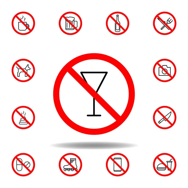 Forbidden Drinking Tea Icon Set Can Used Web Logo Mobile — Stock Vector