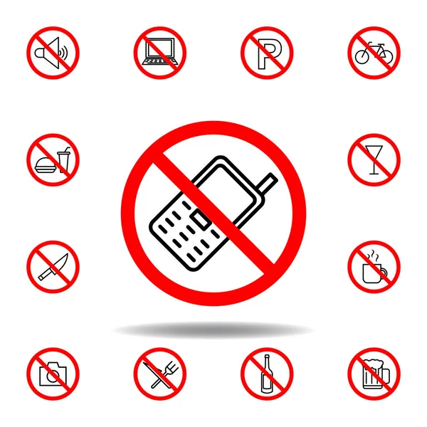 Yasak Telefon Ikonu Set Beyaz Arkaplanda Logo Mobil Uygulama Için — Stok Vektör
