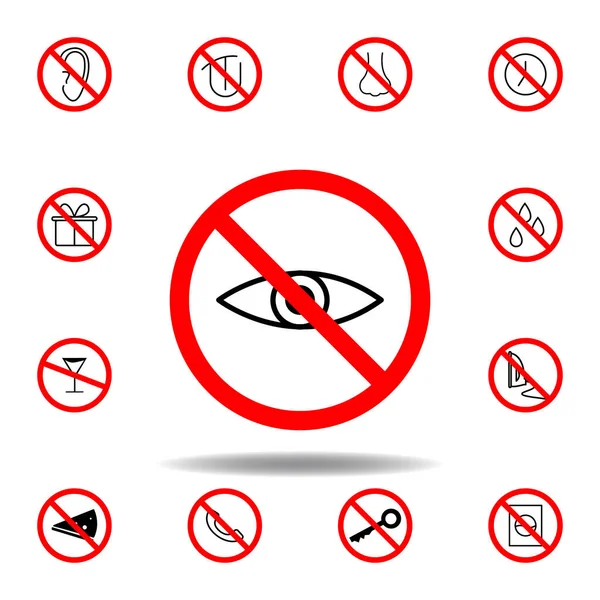 Απαγορευμένο Μάτι Ματιά Εικονίδιο Λευκό Φόντο Σετ Μπορεί Χρησιμοποιηθεί Για — Διανυσματικό Αρχείο