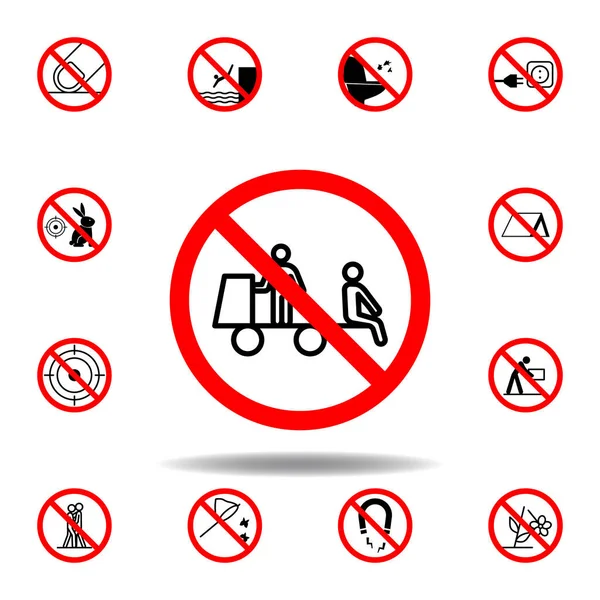 Icono Prohibido Carro Sentado Sobre Fondo Blanco Conjunto Puede Utilizar — Vector de stock