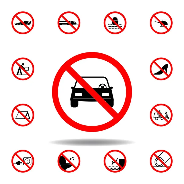 Forbidden Car Icon White Background Set Can Used Web Logo — Stock Vector