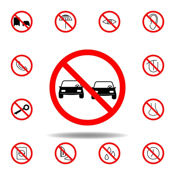 Forbidden Pass Car Icon White Background Set Can Used Web — Stock Vector
