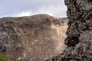 Vesuv dağ krateri manzarası, neapel, İtalya