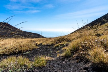 Çöldeki çayırlar Sicilya adasındaki Messina yakınlarındaki etna volkanı.