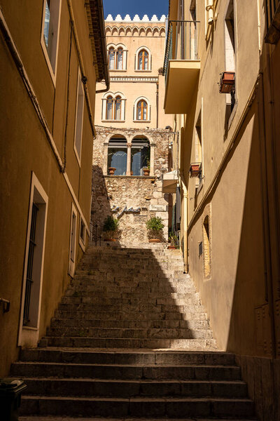 Streets of taormina on sicily island, italy