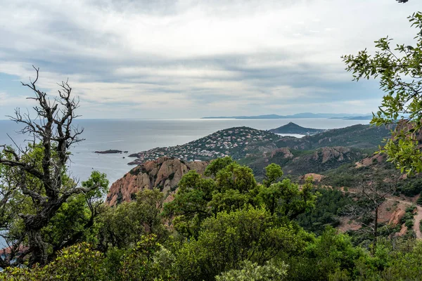 Cap roux sendero de senderismo En las rocas rojas de las montañas de Esterel —  Fotos de Stock