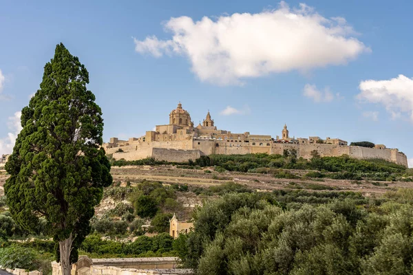 Antik şehir Mdina, Malta adası manzarası — Stok fotoğraf