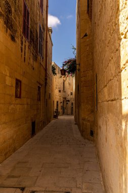 Antik şehir Mdina 'daki caddelerin manzarası, Malta Adası