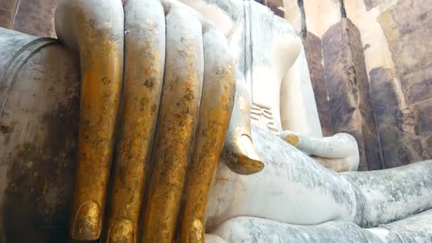 Immense Statue Bouddha Dans Temple Chum Sukhothai Thaïlande Inclinable — Video