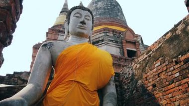 Ayutthaya, Tayland 'daki tapınakta Buda heykeli