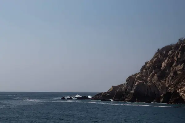 Vista Costa Bahía Huatulco Con Océano Azul México — Foto de Stock