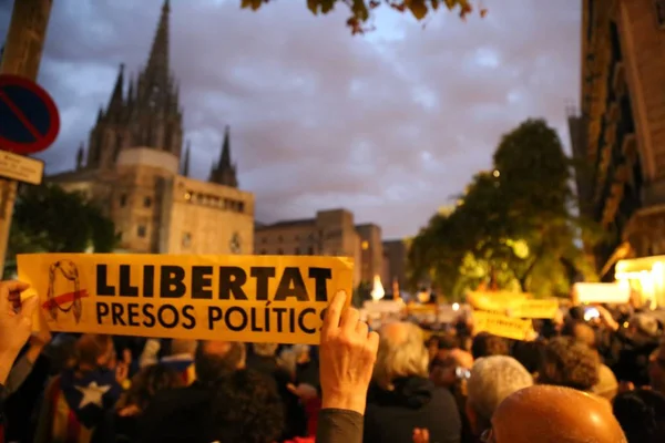 Demonstracja niepodlegociowa w Barcelonie Katalonia — Stock fotografie