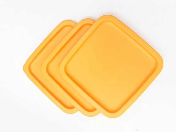 色彩艳丽的现代塑料食品容器 用于厨房小吃或白色隔离背景下的调味贮存器 — 图库照片