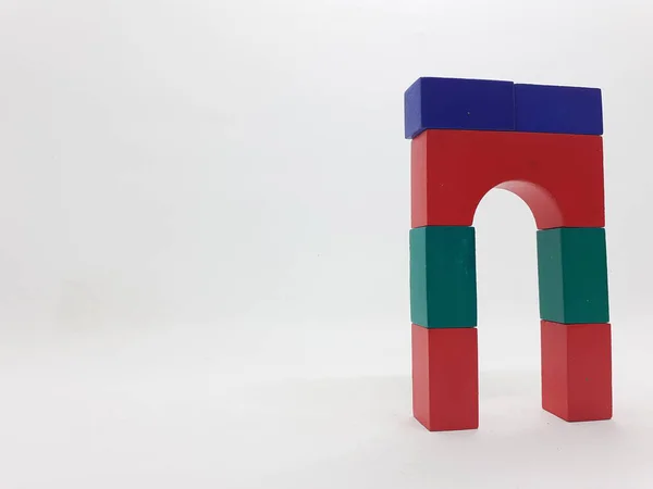 Artistique Fait Main Coloré Divers Blocs Construction Bois Jouets Pour — Photo