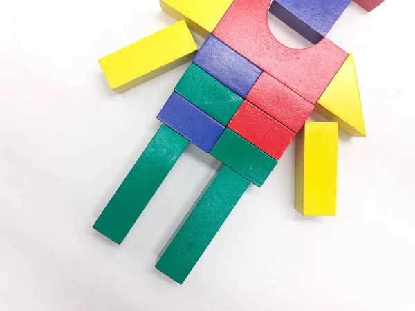 Artistic Handmade Colorful Various Shape Wooden Building Blocks Kid Toys — Stock Photo, Image