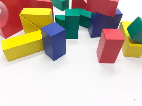 Artistique Fait Main Coloré Divers Blocs Construction Bois Jouets Pour — Photo