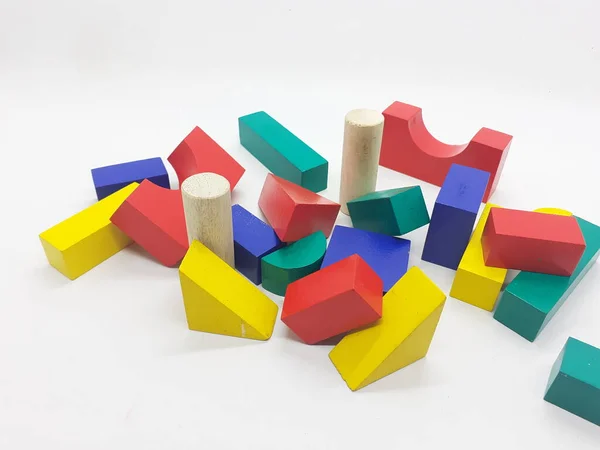 Konstnärlig Handgjorda Färgglada Olika Form Trä Building Block Kid Leksaker — Stockfoto