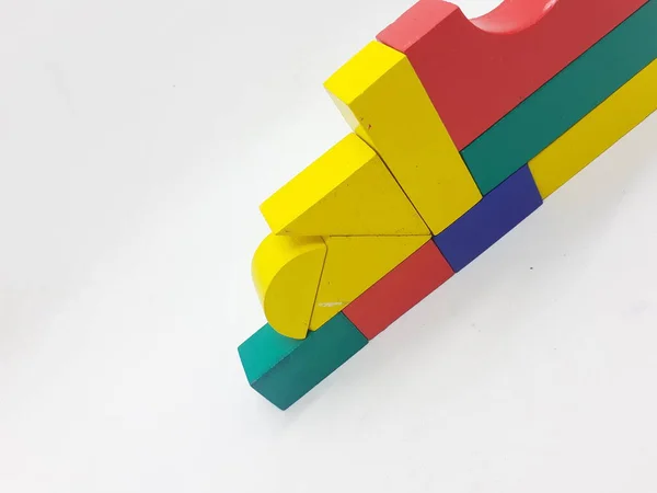 Artistique Fait Main Coloré Divers Blocs Construction Bois Jouets Pour — Photo