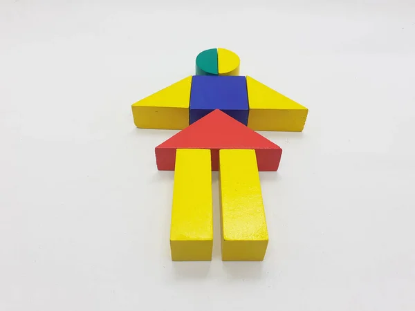 Artistic Handmade Colorful Various Shape Wooden Building Blocks Kid Toys — Stock Photo, Image