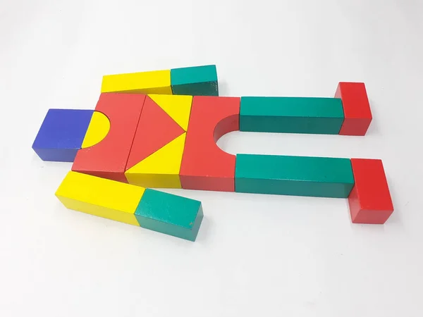 Artistique Fait Main Coloré Divers Blocs Construction Bois Jouets Pour — Photo