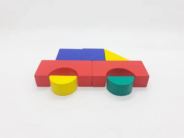 Artistic Handmade Colorful Various Shape Wooden Building Blocks Kid Toys — Stock Photo, Image