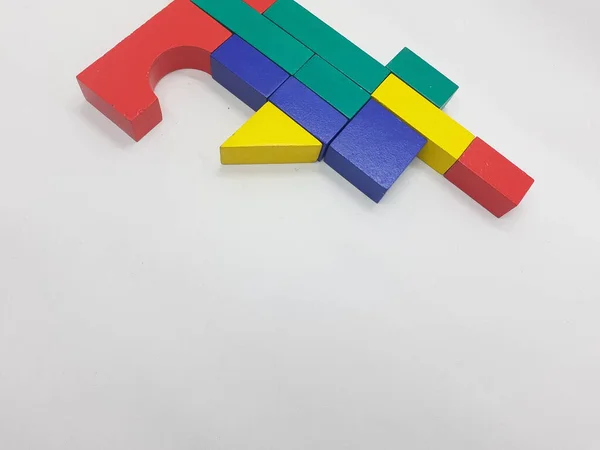 Konstnärlig Handgjorda Färgglada Olika Form Trä Building Block Kid Leksaker — Stockfoto